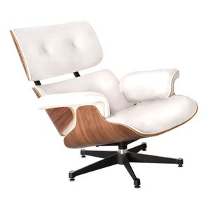 Poltrona Charles Eames Sem Puff Couro Sintético Branco Cor Branco