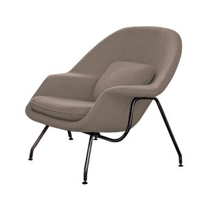 Poltrona Womb Chair Sem Puff Base Preta Linho Bege Cor Bege