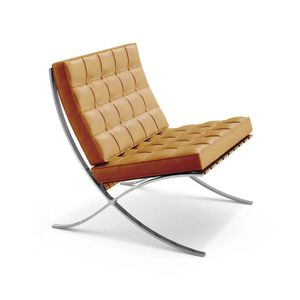 Poltrona Barcelona Inox Couro Caramelo Cor Amarelo