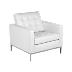 Poltrona Florence Knoll Cromado Em Couro Natural Branco Cor Branco