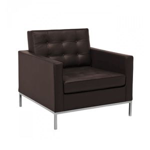 Poltrona Florence Knoll Cromado Em Couro Natural Marrom Cor Marrom