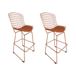 Kit 2 Banquetas Bertoia Cobre D80 Com Assento Cobre Cor Marrom
