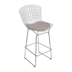 Banqueta Bertoia Cromada D80 Assento Sintético Bege Cor Bege