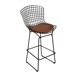 Banqueta Bertoia Preta D60 Assento Marrom Cor Marrom