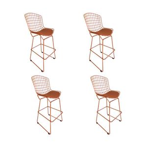 Kit 4 Banquetas Bertoia Cobre D80 Com Assento Cobre Cor Marrom