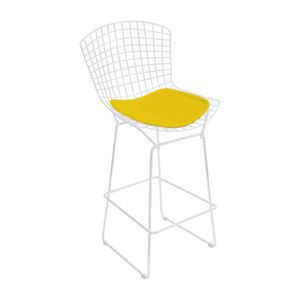 Banqueta Bertoia Branca D70 Assento Amarelo Cor Amarelo