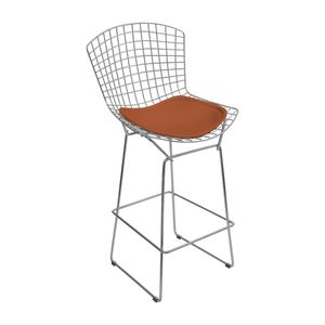 Banqueta Alta Bistrô Bertoia Cromada D60 Assento Sintético Cobre Cor Marrom