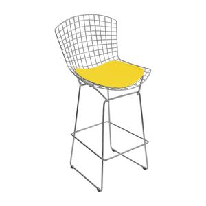 Banqueta Alta Bistrô Bertoia Cromada D60 Assento Sintético Amarelo Cor Amarelo