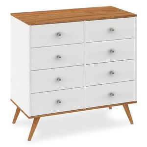 Cômoda Retrô 8 Gavetas Mdp Fellicci Nogueira/branco