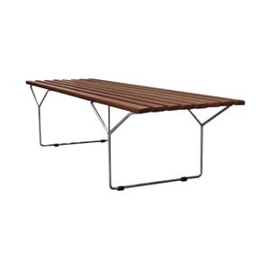 Banco Bertoia Ripado Em Madeira Imbuia Base Inox Cor Marrom