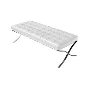 Banco Barcelona Couro Sintético Branco Base Cromada Cor Branco