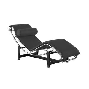 Chaise Lc-4 Cromada Em Sued Preto Cor Preto