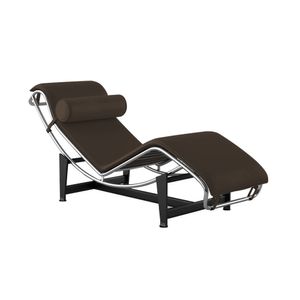 Chaise Lc-4 Cromada Em Couro Natural Marrom Cor Marrom