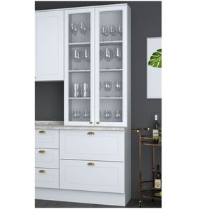 Cristaleira 02 Portas 02 Gavetas Nova York Henn Branco Hp