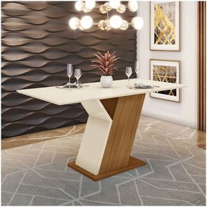 Mesa De Jantar Tampo Em Mdf 160cm Zuri Casa 812 Nature Off White