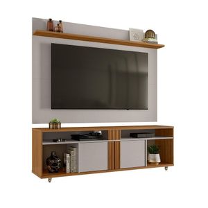 Conjunto Para Sala Rack Nt1290 E Painel De Tv Nt1305 Freijó Off White Notável Móveis Freijó/off White