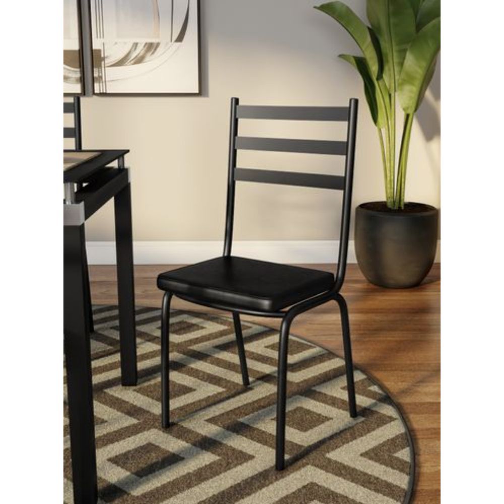 Jogo de Mesa Malva 140cm e 6 Cadeiras 118 Preto - Artefamol