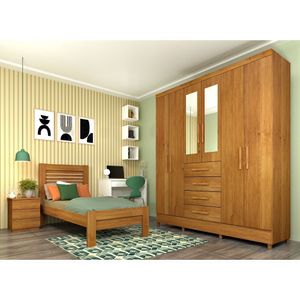 Guarda Roupa Casal 6 Portas 4 Gavetas Arizona Cinamomo
