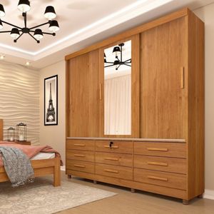 Guarda Roupa Casal 3 Portas 9 Gavetas Chicago Tcil Móveis Cinamomo