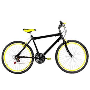 Bicicleta Masculina Aro 26 Mtb Aero 18 Marchas Cor Preta E Amarela