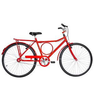 Bicicleta Masculina Aro 26 Barra Circular Alumínio Natural Cor Vermelha