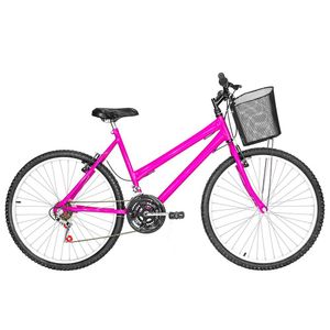 Bicicleta Feminina Aro 26 Mtb Alumínio Natural 18 Marchas Cor Pink