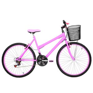 Bicicleta Feminina Aro 26 Mtb Alumínio Colorido 18 Marchas Cor Rosa