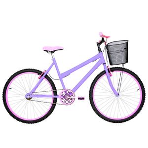 Bicicleta Feminina Aro 26 Mtb Alumínio Colorido Cor Lilás E Rosa