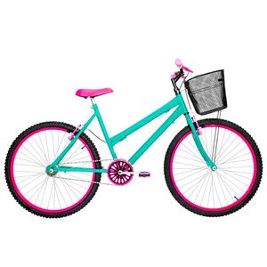 Bicicleta Feminina Aro 26 Mtb Alumínio Colorido Cor Verde água E Pink