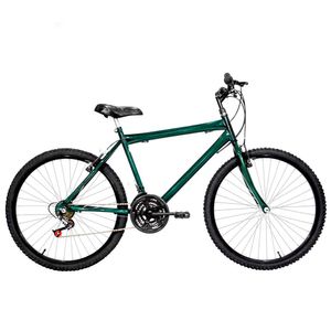 Bicicleta Masculina Aro 26 Mtb Alumínio Colorido 18 Marchas Cor Verde Escuro E Preta