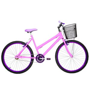 Bicicleta Feminina Aro 26 Mtb Alumínio Colorido Cor Rosa E Violeta