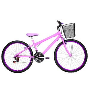 Bicicleta Feminina Aro 26 Rbx Alumínio Colorido 18 Marchas Cor Rosa E Violeta