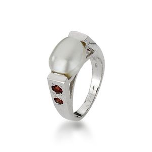 Anel Com Pedra Natural Oval Prata 925 - 15 - Perola Shell