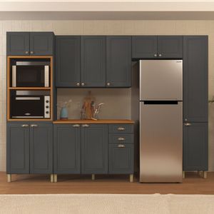 Cozinha Completa 5 Peças 14 Portas 2 Gavetas Paris Indekes Chumbo