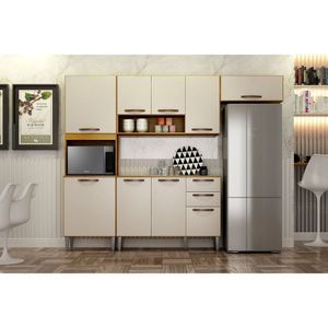 Cozinha Completa 9 Portas 2 Gavetas Melissa Cinamomo/Off White