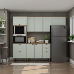 Cozinha Completa Americana 4 Peças Com 4 Gavetas Portas Provençais Verde Mint