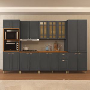 Cozinha Completa 6 Peças 18 Portas 2 Gavetas Paris Indekes Chumbo