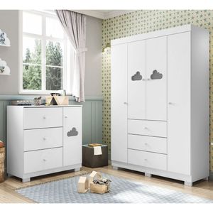 Conjunto De Quarto Infantil Guarda-Roupas E Cômoda Ane Phoenix Baby Branco