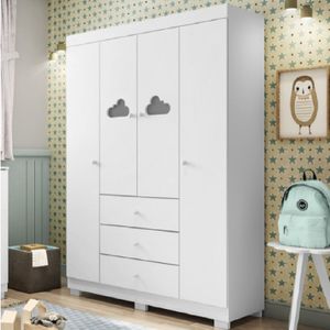 Guarda Roupas Infantil 4 Portas 3 Gavetas Ane Phoenix Baby Branco