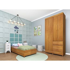 Guarda Roupa Infantil 4 Portas 2 Gavetas Oregon Tcil Móveis Cinamomo