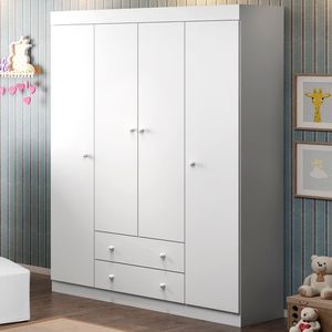 Guarda Roupa Infantil 4 Portas 2 Gavetas Elisa Phoenix Baby Branco