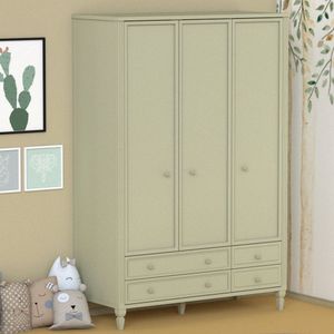 Guarda Roupa Infantil 3 Portas 4 Gavetas Tudor Timber Verde