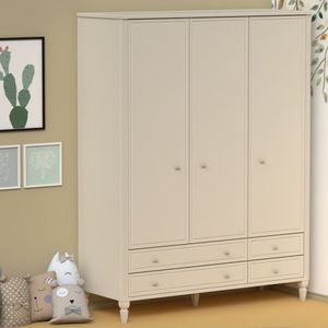 Guarda Roupa Infantil 3 Portas 4 Gavetas Tudor Timber Areia