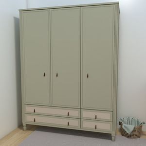 Guarda Roupa Infantil 3 Portas 4 Gavetas Tudor Plus Timber Verde