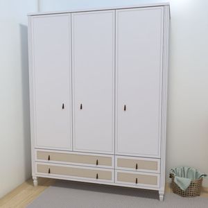 Guarda Roupa Infantil 3 Portas 4 Gavetas Tudor Plus Timber Branco