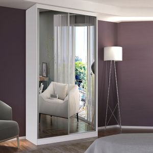 Guarda Roupa Solteiro 2 Portas 2 Espelhos Foscarini Branco