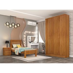 Guarda Roupa Solteiro 4 Portas 2 Gavetas Amsterdam Tcil Móveis Cinamomo