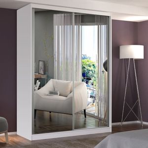 Guarda Roupa Solteiro 2 Portas 2 Espelhos Foscarini Branco