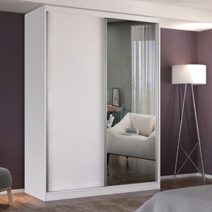 Guarda Roupa Solteiro 2 Portas De Correr 1 Espelho Foscarini Branco