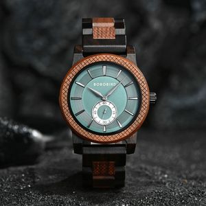 Relógio De Madeira Bobobird T1312 à Prova D'água Chacate Preto Nogueira
